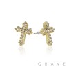 CROSS DESIGN PAIR OF MICROPAVED STAINLESS STEEL PIN EARRING